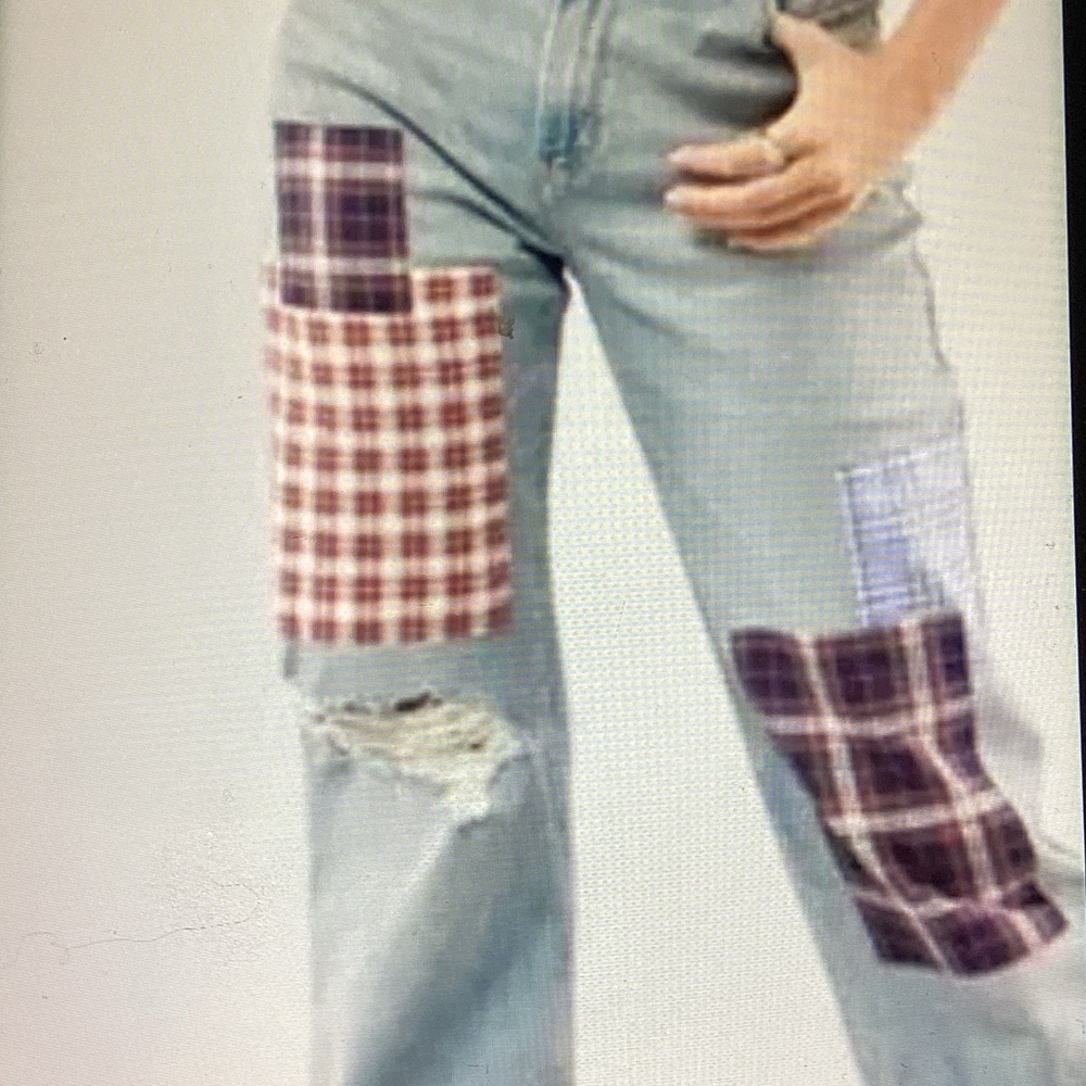 Hollister Women's Blue Patchwork Boyfriend Jeans